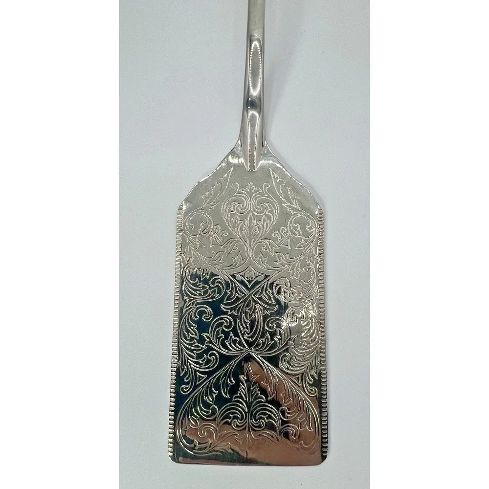 Vintage Silverplate Engraved Cake Pastry Lasagna Server Ornate Floral 11